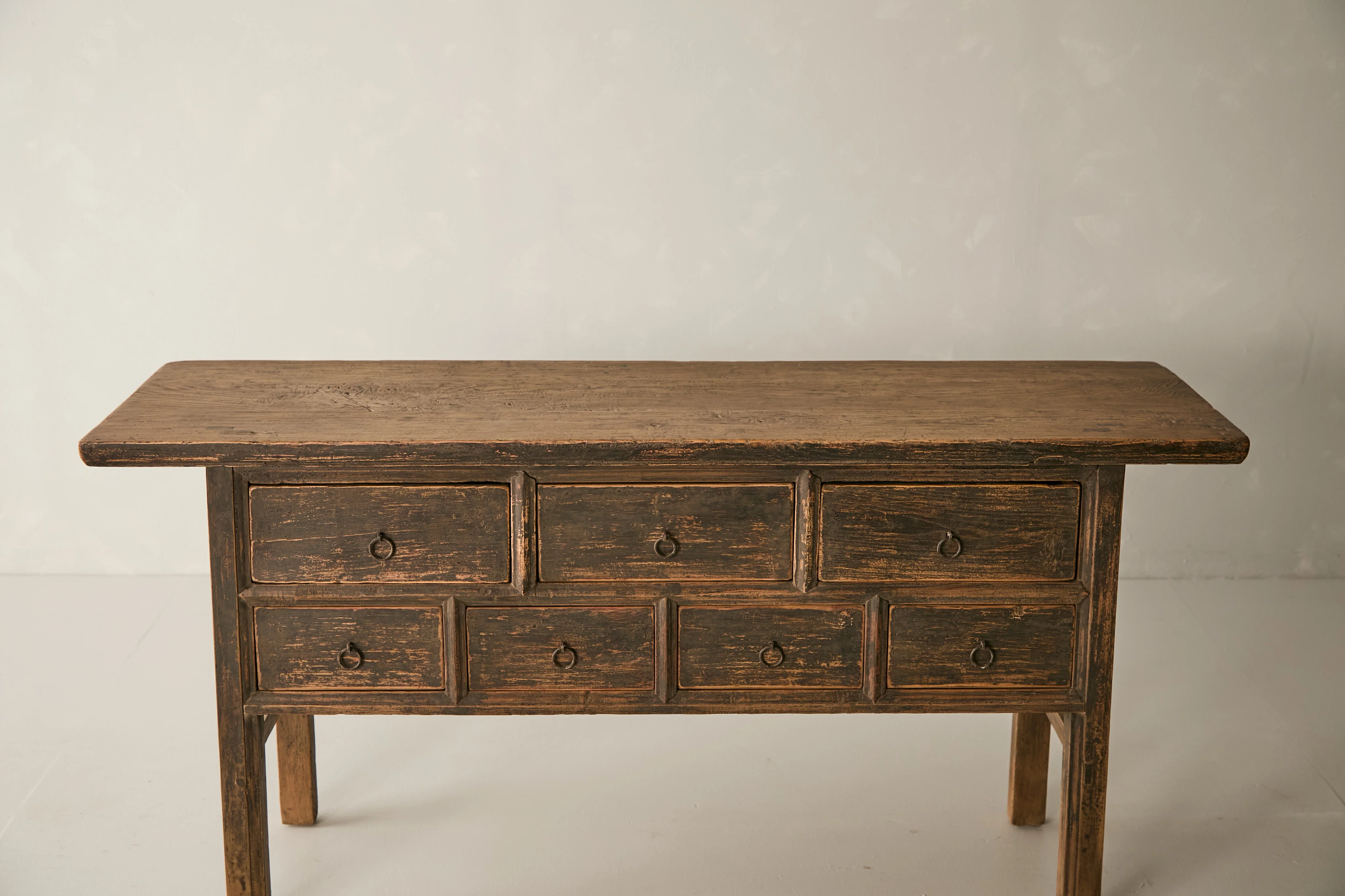 Vintage Solid Elm 7-Drawer Console - Circa 1945 No. J34 - Image 3