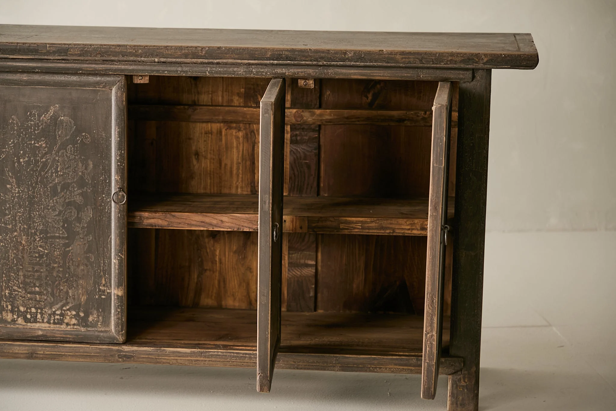 Vintage Elm Distressed Black Sideboard - Circa 1875 No. M50 - Image 7