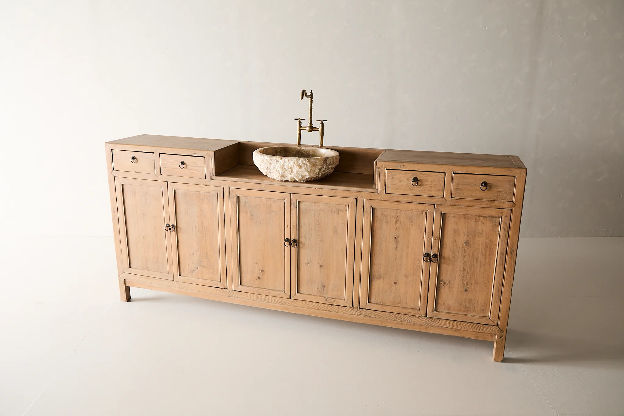 Vintage 7 Drawer Sideboard with Vanity Sink - Image 5