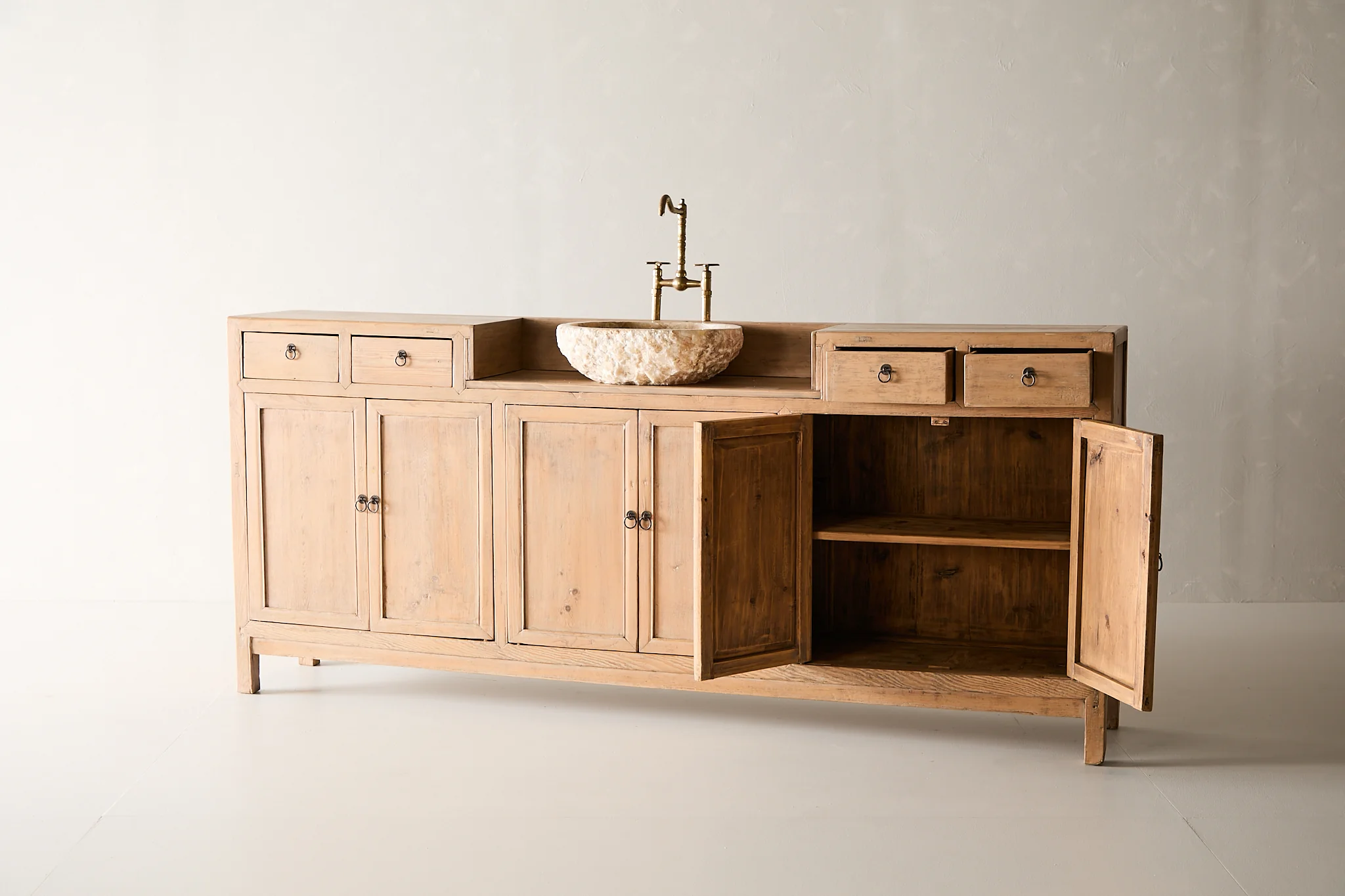 Vintage 7 Drawer Sideboard with Vanity Sink - Image 6