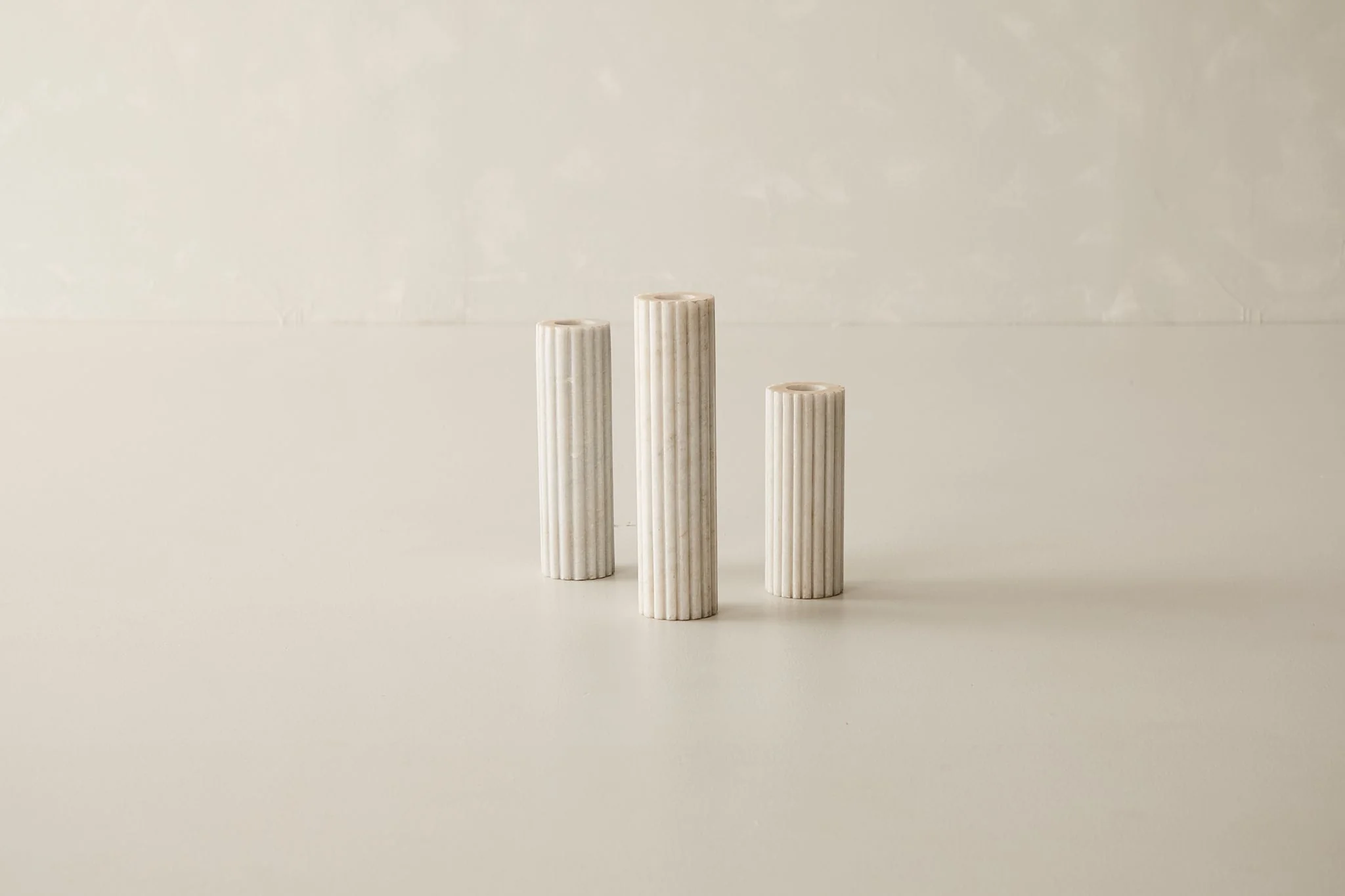 Marble Fluted Candle Stand S/3 - Image 3