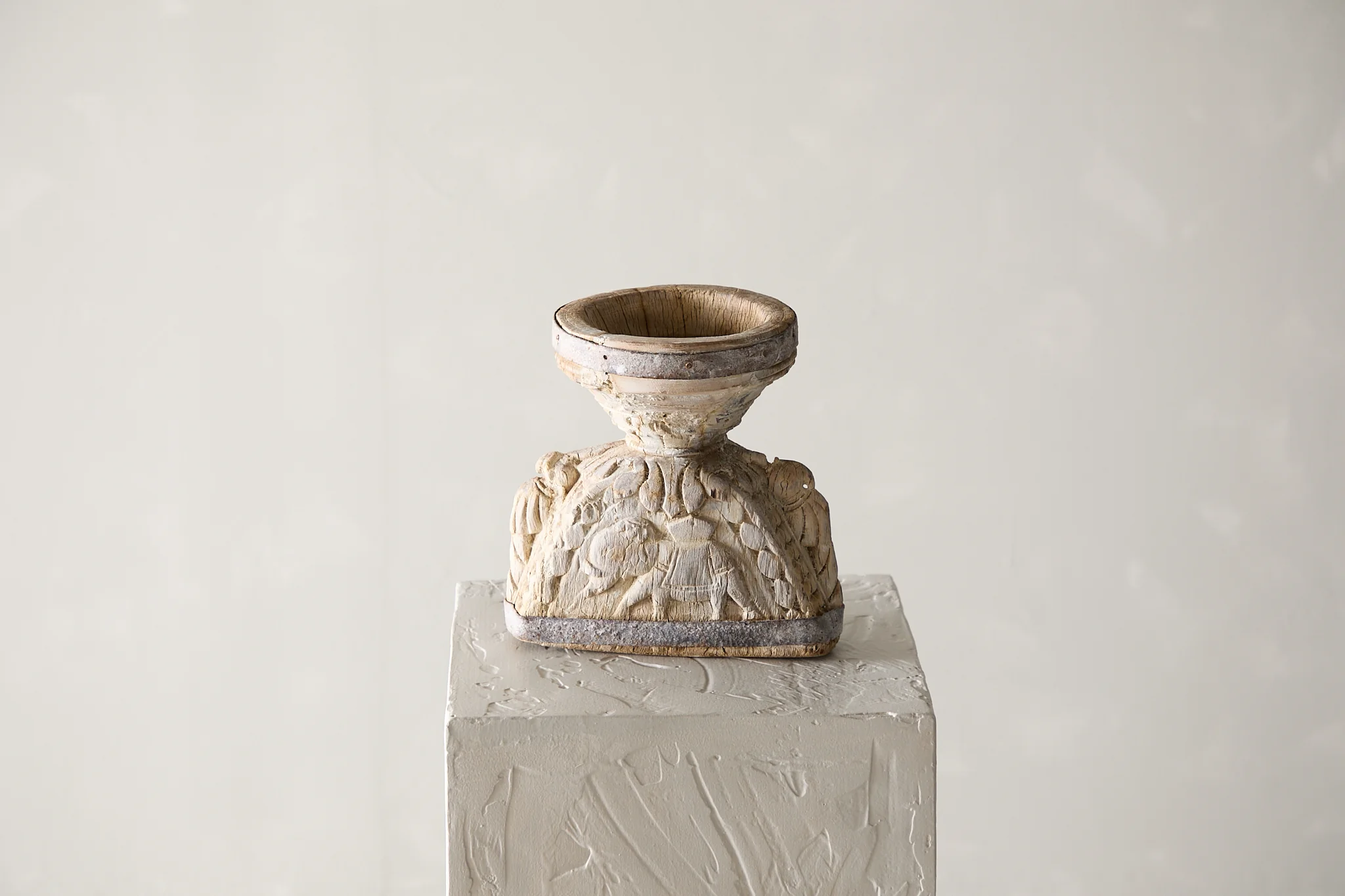 Vintage Carved Seeder Candle Stand - Image 3